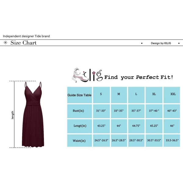 KILIG Women Summer Casual Spaghetti Strap Dresses V Neck Wrap Midi Swing Sundress with Pockets