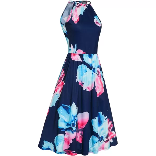 KILIG Women Summer Dresses 2023 Halter Neck Beach Casual Dress Sundress with Pockets