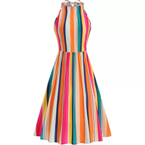 KILIG Women Summer Dresses 2023 Halter Neck Beach Casual Dress Sundress with Pockets