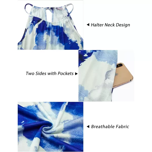 KILIG Women Summer Dresses 2023 Halter Neck Beach Casual Dress Sundress with Pockets