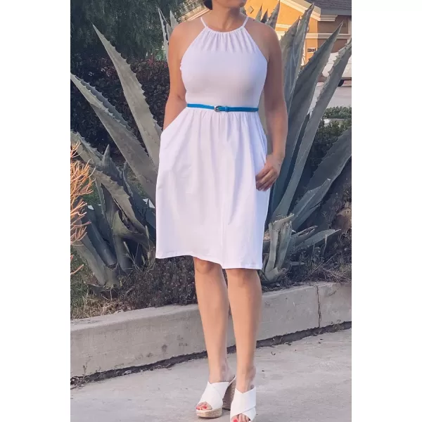 KILIG Women Summer Dresses 2023 Halter Neck Beach Casual Dress Sundress with Pockets