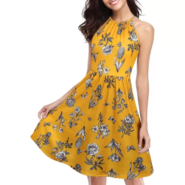 KILIG Women Summer Dresses 2023 Halter Neck Beach Casual Dress Sundress with Pockets