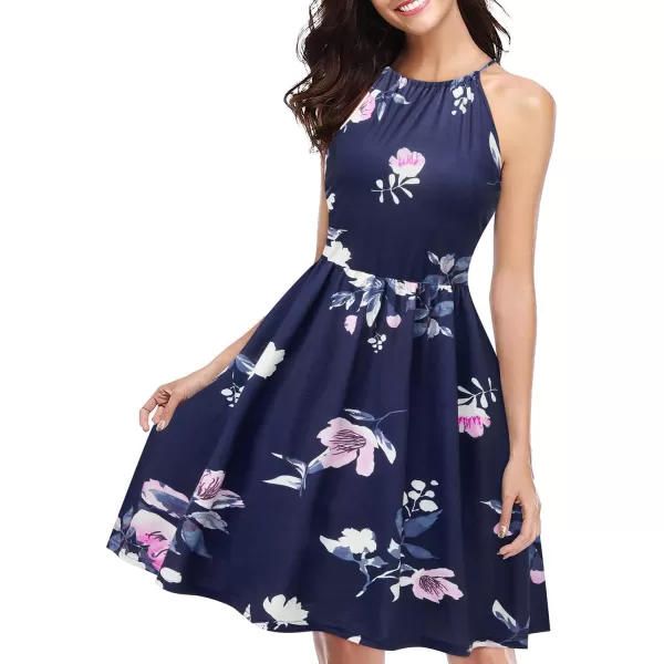 KILIG Women Summer Dresses 2023 Halter Neck Beach Casual Dress Sundress with Pockets