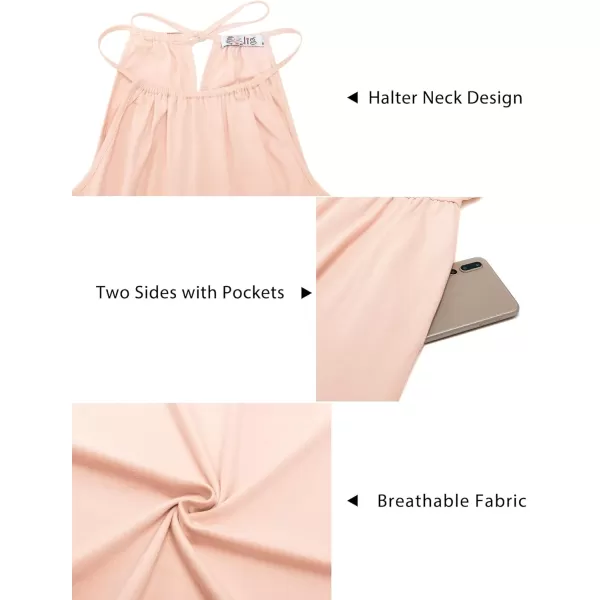 KILIG Women Summer Dresses 2023 Halter Neck Beach Casual Dress Sundress with Pockets