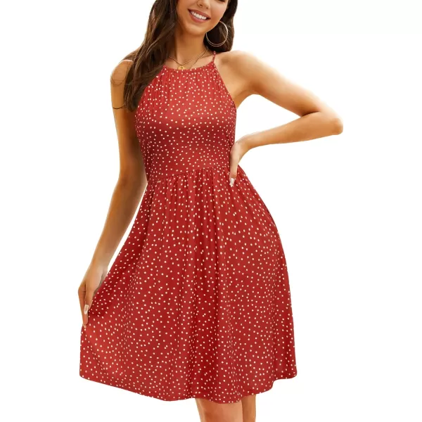 KILIG Women Summer Dresses 2023 Halter Neck Beach Casual Dress Sundress with Pockets