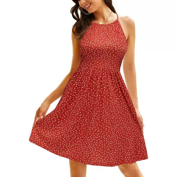 KILIG Women Summer Dresses 2023 Halter Neck Beach Casual Dress Sundress with Pockets