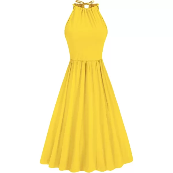 KILIG Women Summer Dresses 2023 Halter Neck Beach Casual Dress Sundress with Pockets