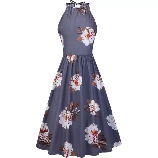 KILIG Women Summer Dresses 2023 Halter Neck Beach Casual Dress Sundress with Pockets
