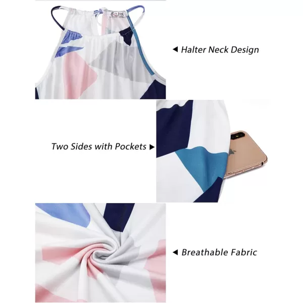 KILIG Women Summer Dresses 2023 Halter Neck Beach Casual Dress Sundress with Pockets