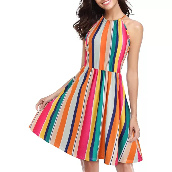 KILIG Women Summer Dresses 2023 Halter Neck Beach Casual Dress Sundress with Pockets