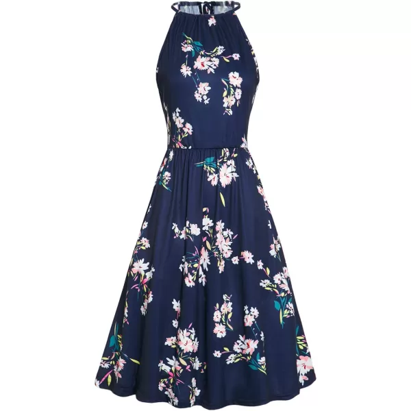 KILIG Women Summer Dresses 2023 Halter Neck Beach Casual Dress Sundress with Pockets