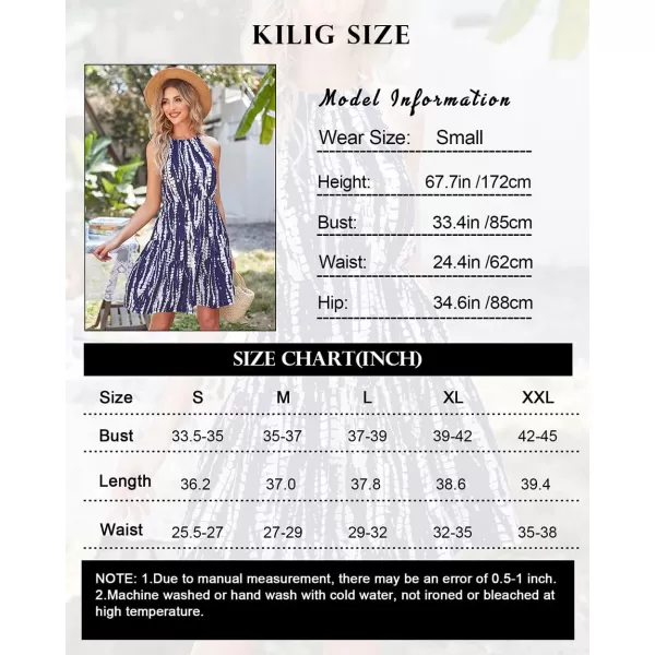 KILIG Women Summer Dresses 2023 Halter Neck Beach Casual Dress Sundress with Pockets