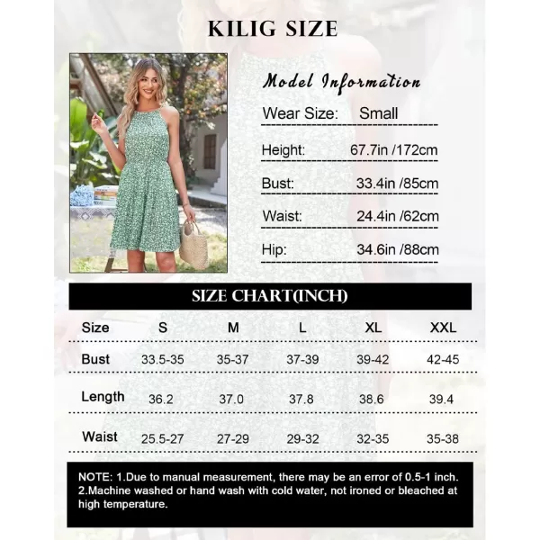 KILIG Women Summer Dresses 2023 Halter Neck Beach Casual Dress Sundress with Pockets