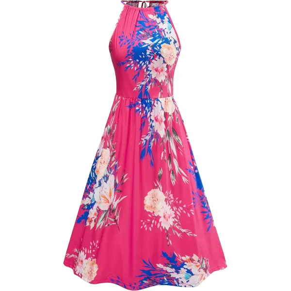 KILIG Women Summer Dresses 2023 Halter Neck Beach Casual Dress Sundress with Pockets