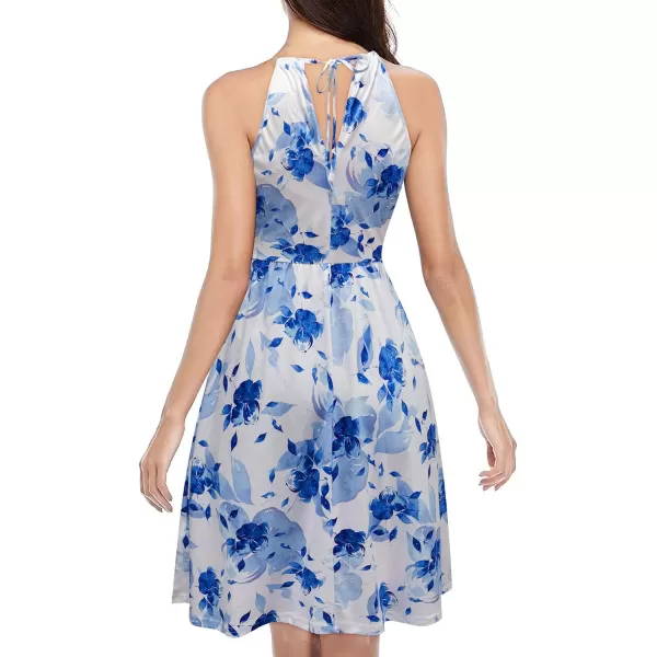 KILIG Women Summer Dresses 2023 Halter Neck Beach Casual Dress Sundress with Pockets