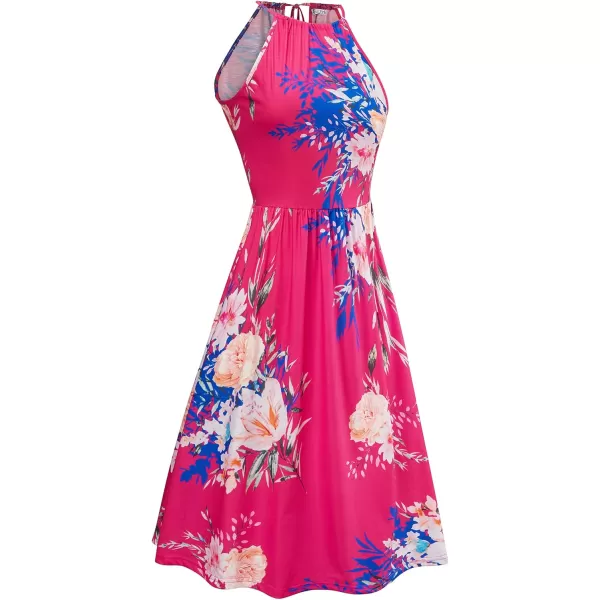 KILIG Women Summer Dresses 2023 Halter Neck Beach Casual Dress Sundress with Pockets