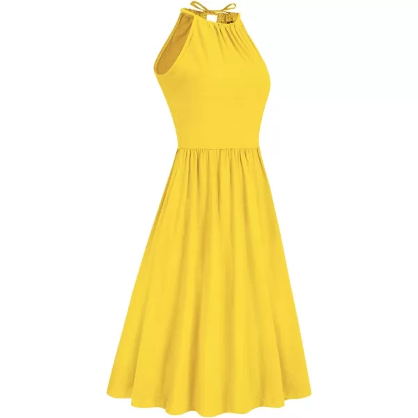 KILIG Women Summer Dresses 2023 Halter Neck Beach Casual Dress Sundress with Pockets