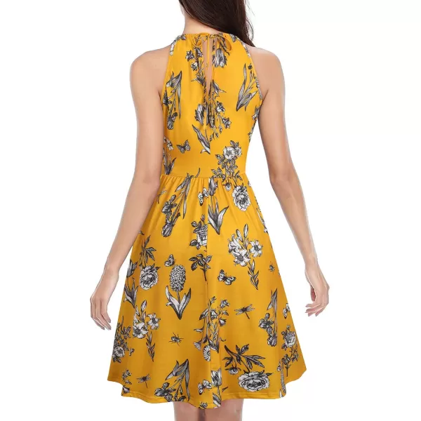 KILIG Women Summer Dresses 2023 Halter Neck Beach Casual Dress Sundress with Pockets