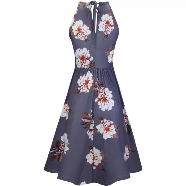 KILIG Women Summer Dresses 2023 Halter Neck Beach Casual Dress Sundress with Pockets