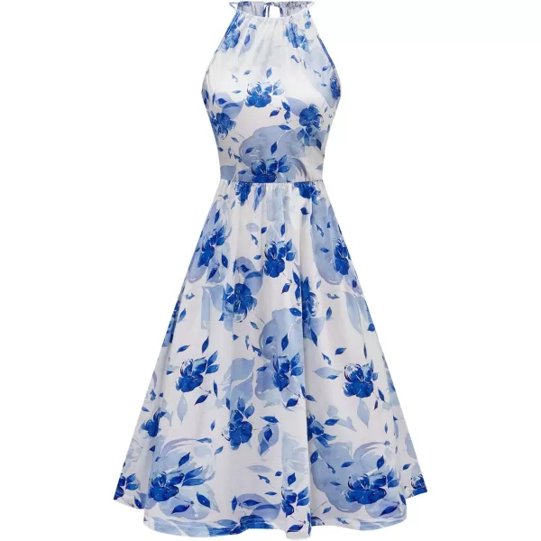 KILIG Women Summer Dresses 2023 Halter Neck Beach Casual Dress Sundress with Pockets