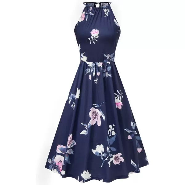 KILIG Women Summer Dresses 2023 Halter Neck Beach Casual Dress Sundress with Pockets