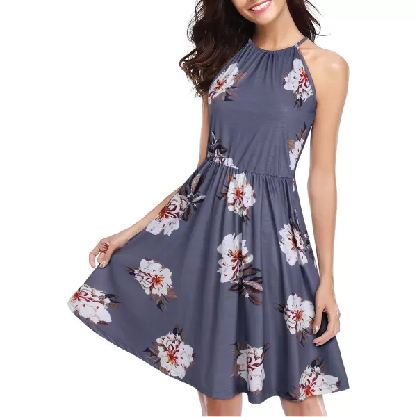KILIG Women Summer Dresses 2023 Halter Neck Beach Casual Dress Sundress with Pockets