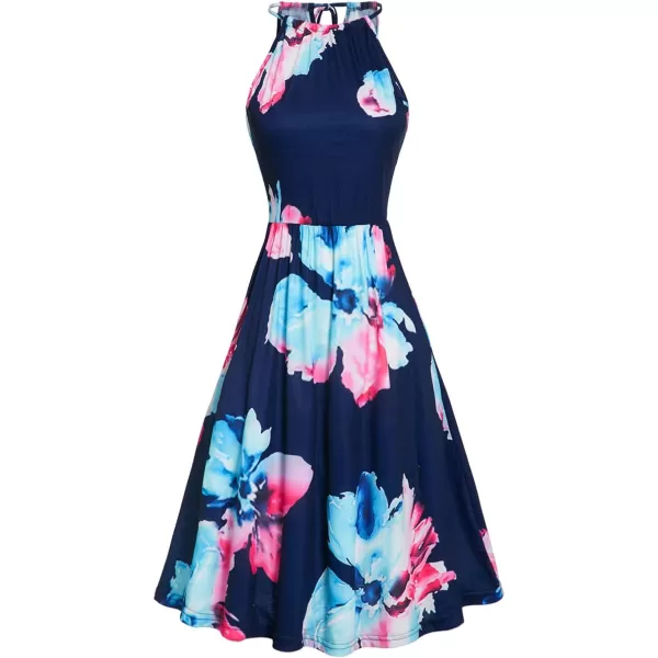KILIG Women Summer Dresses 2023 Halter Neck Beach Casual Dress Sundress with Pockets