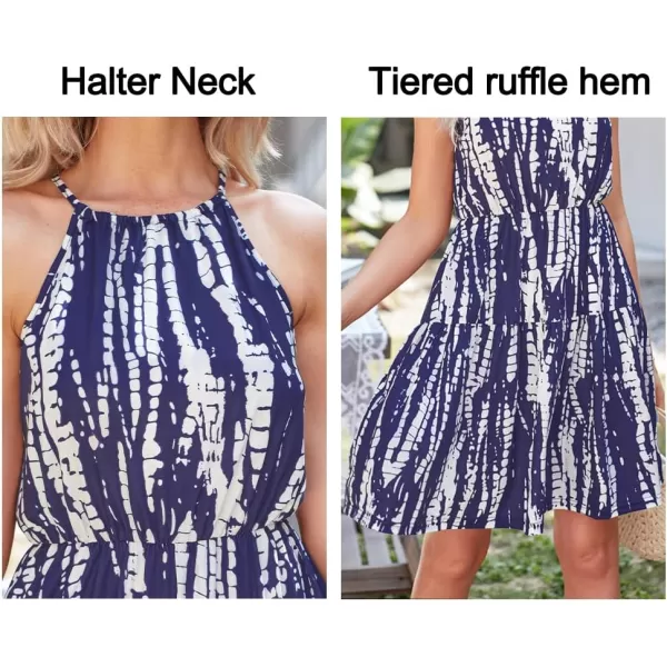 KILIG Women Summer Dresses 2023 Halter Neck Beach Casual Dress Sundress with Pockets