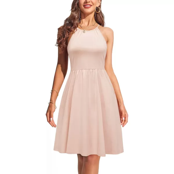 KILIG Women Summer Dresses 2023 Halter Neck Beach Casual Dress Sundress with Pockets