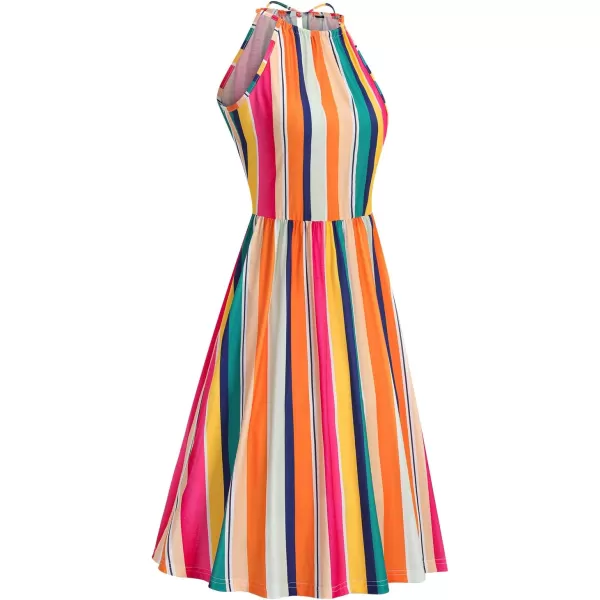 KILIG Women Summer Dresses 2023 Halter Neck Beach Casual Dress Sundress with Pockets
