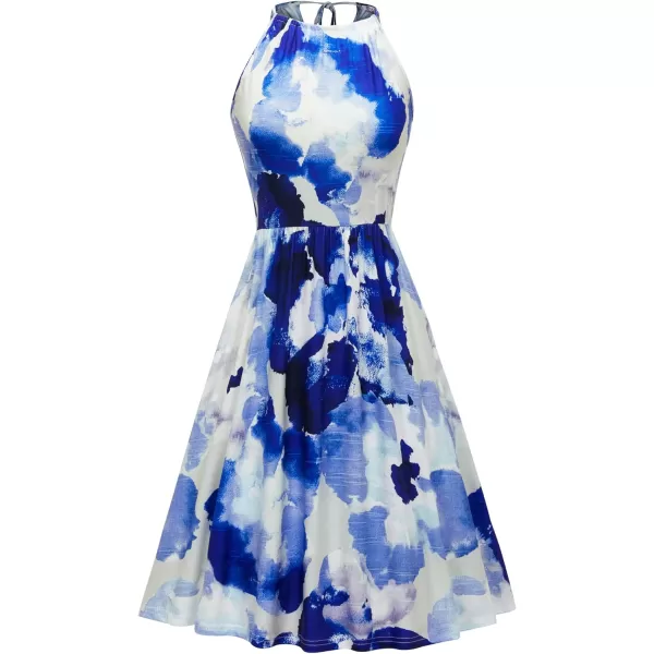 KILIG Women Summer Dresses 2023 Halter Neck Beach Casual Dress Sundress with Pockets