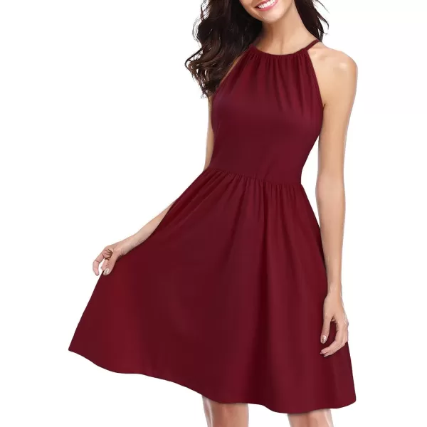 KILIG Women Summer Dresses 2023 Halter Neck Beach Casual Dress Sundress with Pockets