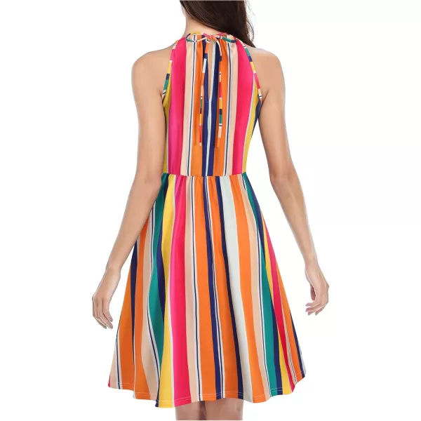 KILIG Women Summer Dresses 2023 Halter Neck Beach Casual Dress Sundress with Pockets