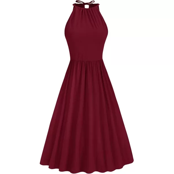 KILIG Women Summer Dresses 2023 Halter Neck Beach Casual Dress Sundress with Pockets
