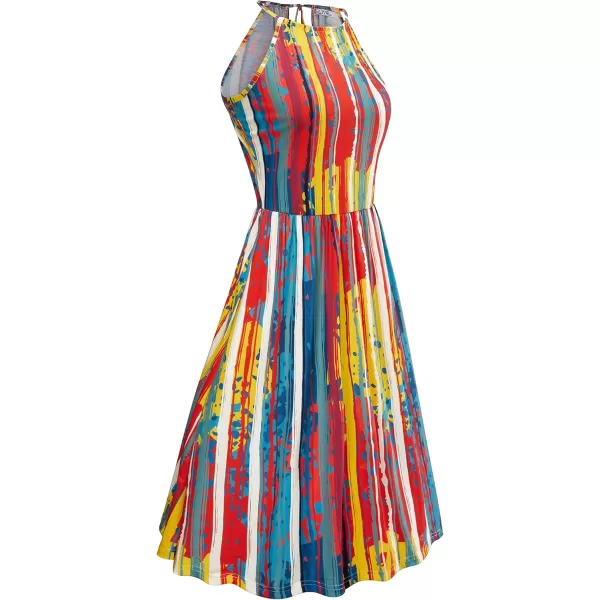 KILIG Women Summer Dresses 2023 Halter Neck Beach Casual Dress Sundress with Pockets