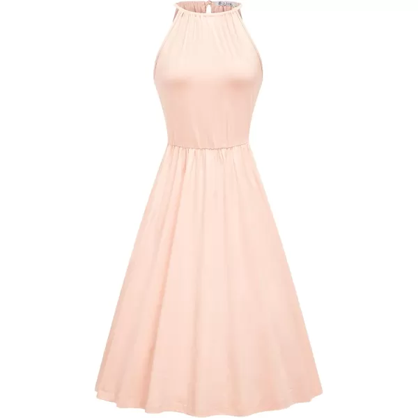 KILIG Women Summer Dresses 2023 Halter Neck Beach Casual Dress Sundress with Pockets