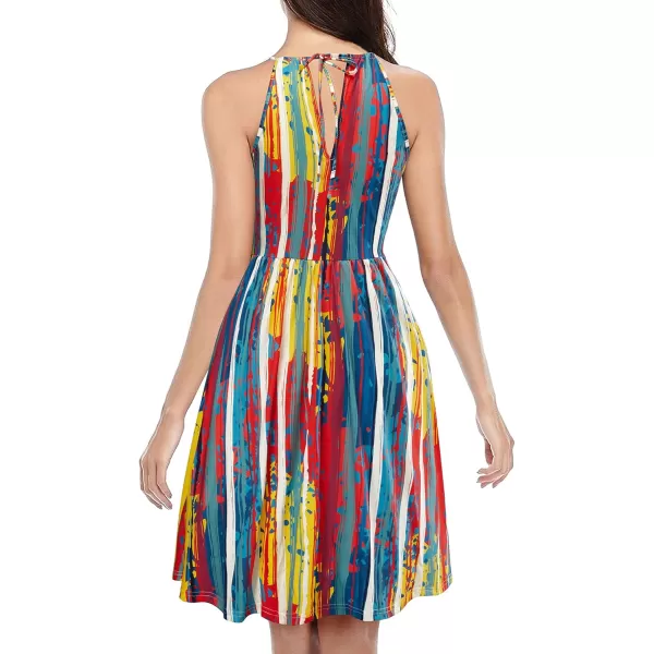 KILIG Women Summer Dresses 2023 Halter Neck Beach Casual Dress Sundress with Pockets