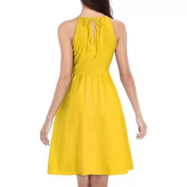 KILIG Women Summer Dresses 2023 Halter Neck Beach Casual Dress Sundress with Pockets
