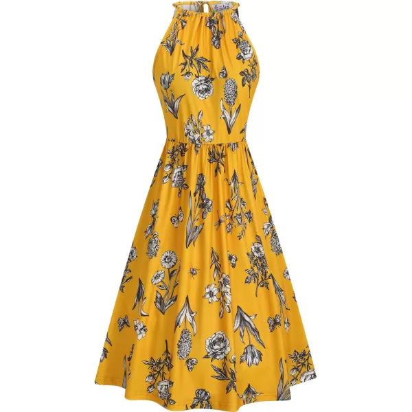 KILIG Women Summer Dresses 2023 Halter Neck Beach Casual Dress Sundress with Pockets