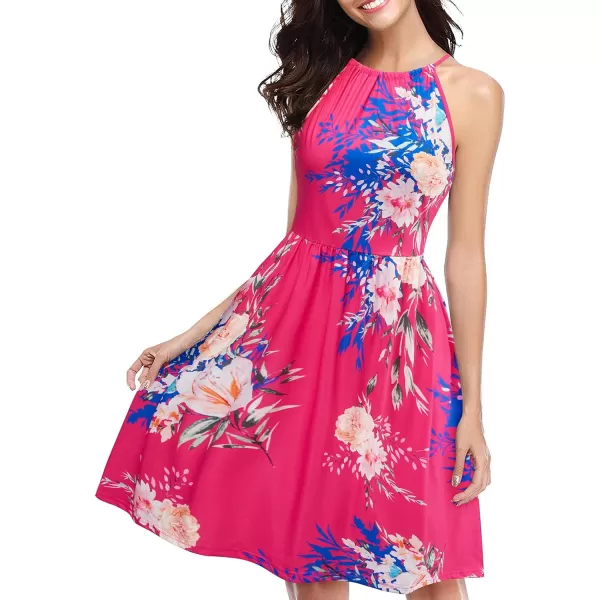 KILIG Women Summer Dresses 2023 Halter Neck Beach Casual Dress Sundress with Pockets