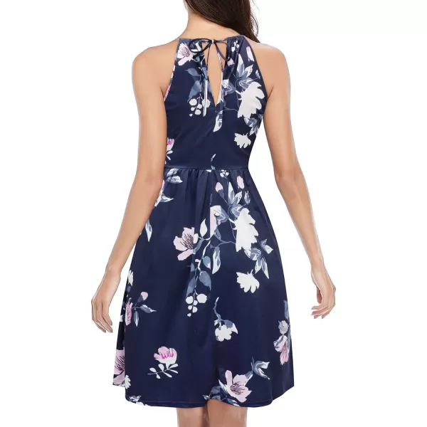 KILIG Women Summer Dresses 2023 Halter Neck Beach Casual Dress Sundress with Pockets