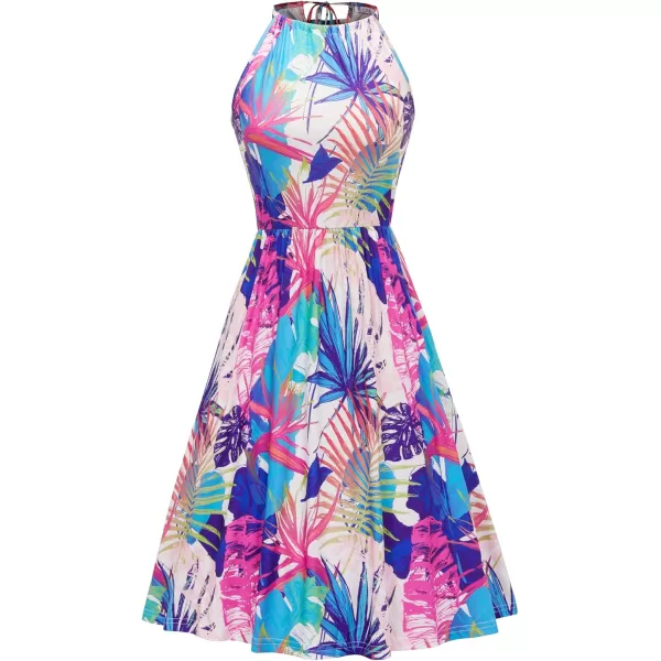 KILIG Women Summer Dresses 2023 Halter Neck Beach Casual Dress Sundress with Pockets