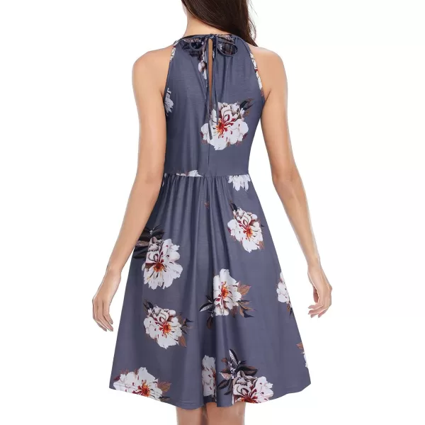 KILIG Women Summer Dresses 2023 Halter Neck Beach Casual Dress Sundress with Pockets