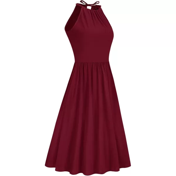 KILIG Women Summer Dresses 2023 Halter Neck Beach Casual Dress Sundress with Pockets