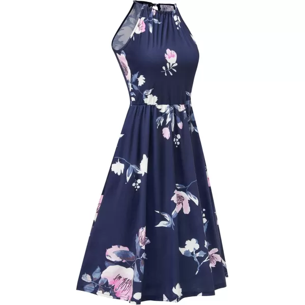 KILIG Women Summer Dresses 2023 Halter Neck Beach Casual Dress Sundress with Pockets