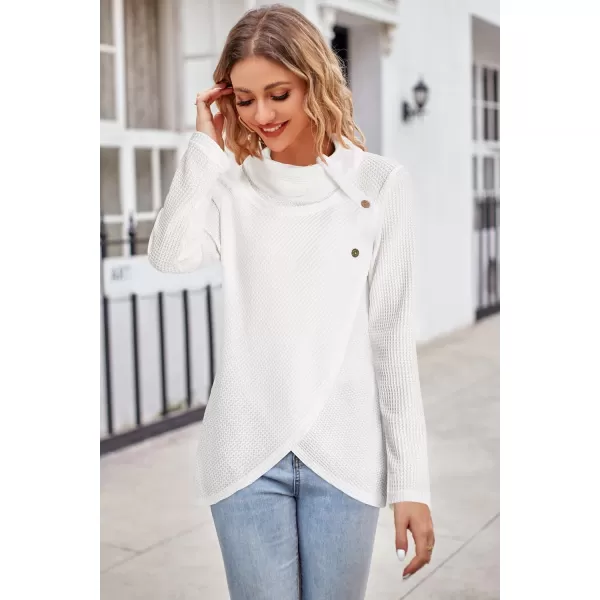 KILIG Womens 2023 Fall Cowl Neck Lightweight Sweaters Long Sleeve Button Tunic Tops Sweatshirts