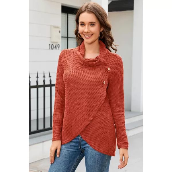 KILIG Womens 2023 Fall Cowl Neck Lightweight Sweaters Long Sleeve Button Tunic Tops Sweatshirts