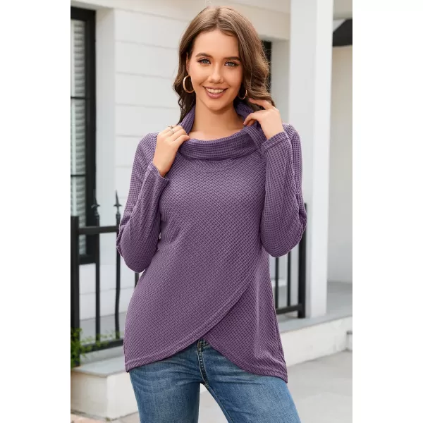 KILIG Womens 2023 Fall Cowl Neck Lightweight Sweaters Long Sleeve Button Tunic Tops Sweatshirts