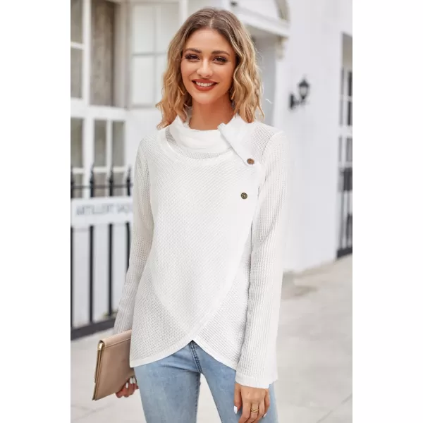 KILIG Womens 2023 Fall Cowl Neck Lightweight Sweaters Long Sleeve Button Tunic Tops Sweatshirts