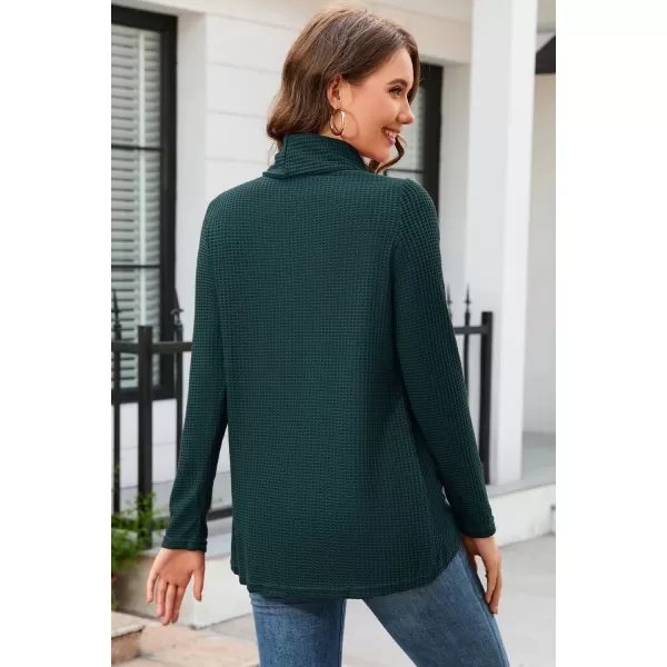KILIG Womens 2023 Fall Cowl Neck Lightweight Sweaters Long Sleeve Button Tunic Tops Sweatshirts